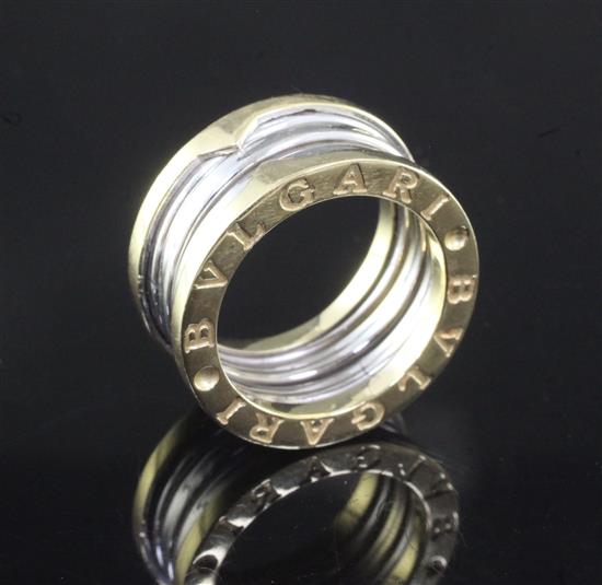 A yellow and white metal Bulgari B-Zero ring, size N/O.
